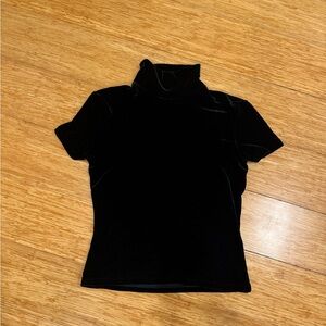 Vintage Banana Republic velour short sleeved turtleneck blouse